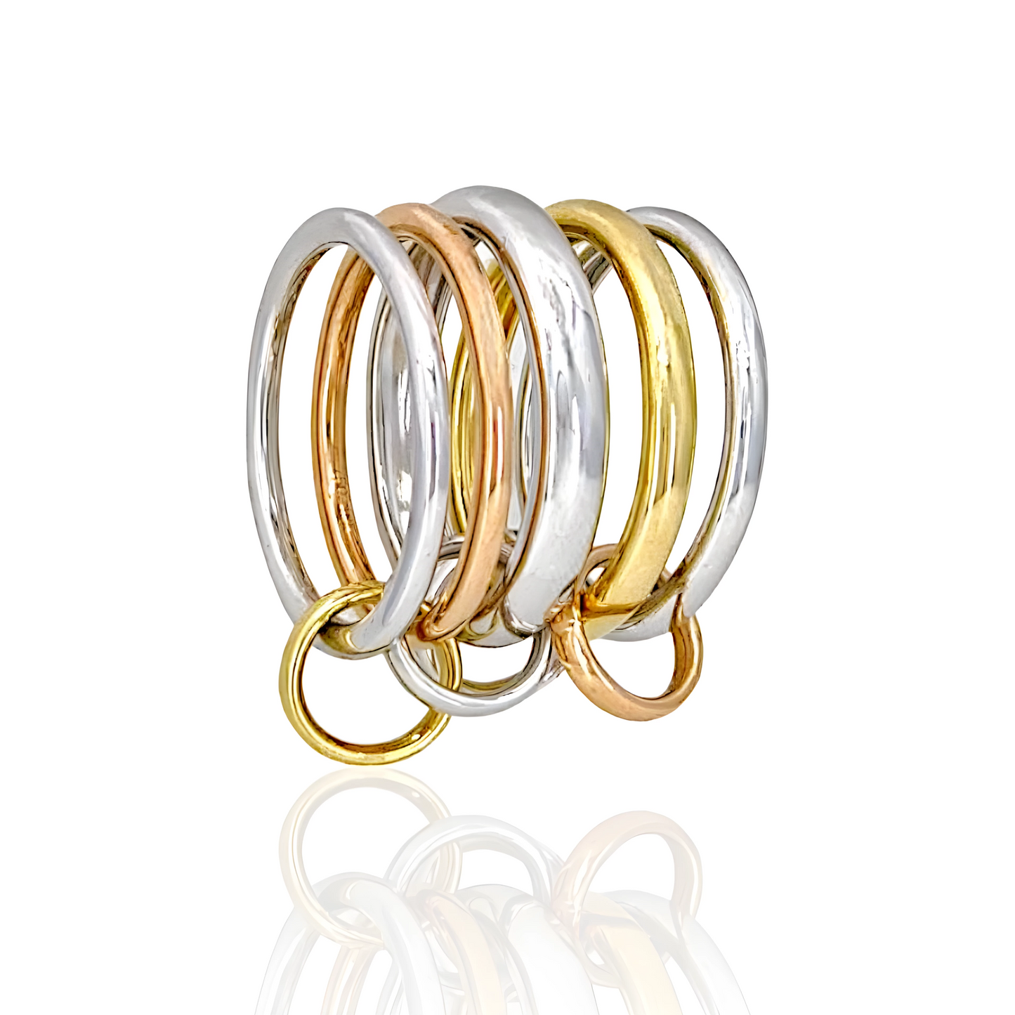 18K Mix Color Gold Quintuple Ring