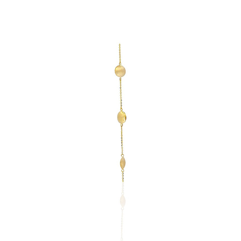 14K Gold Polished and Satin Pebble Necklace