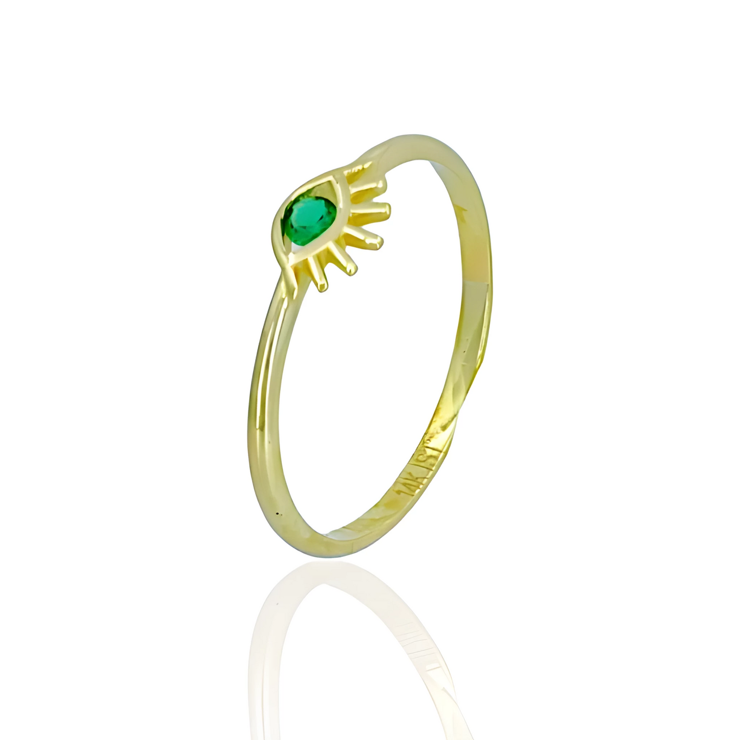 14k Solid Gold Evil Eye Ring with Colored Topaz