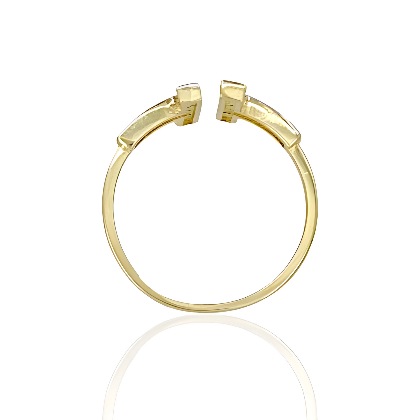 14K Two Tone Gold Double T Ring with Topazes