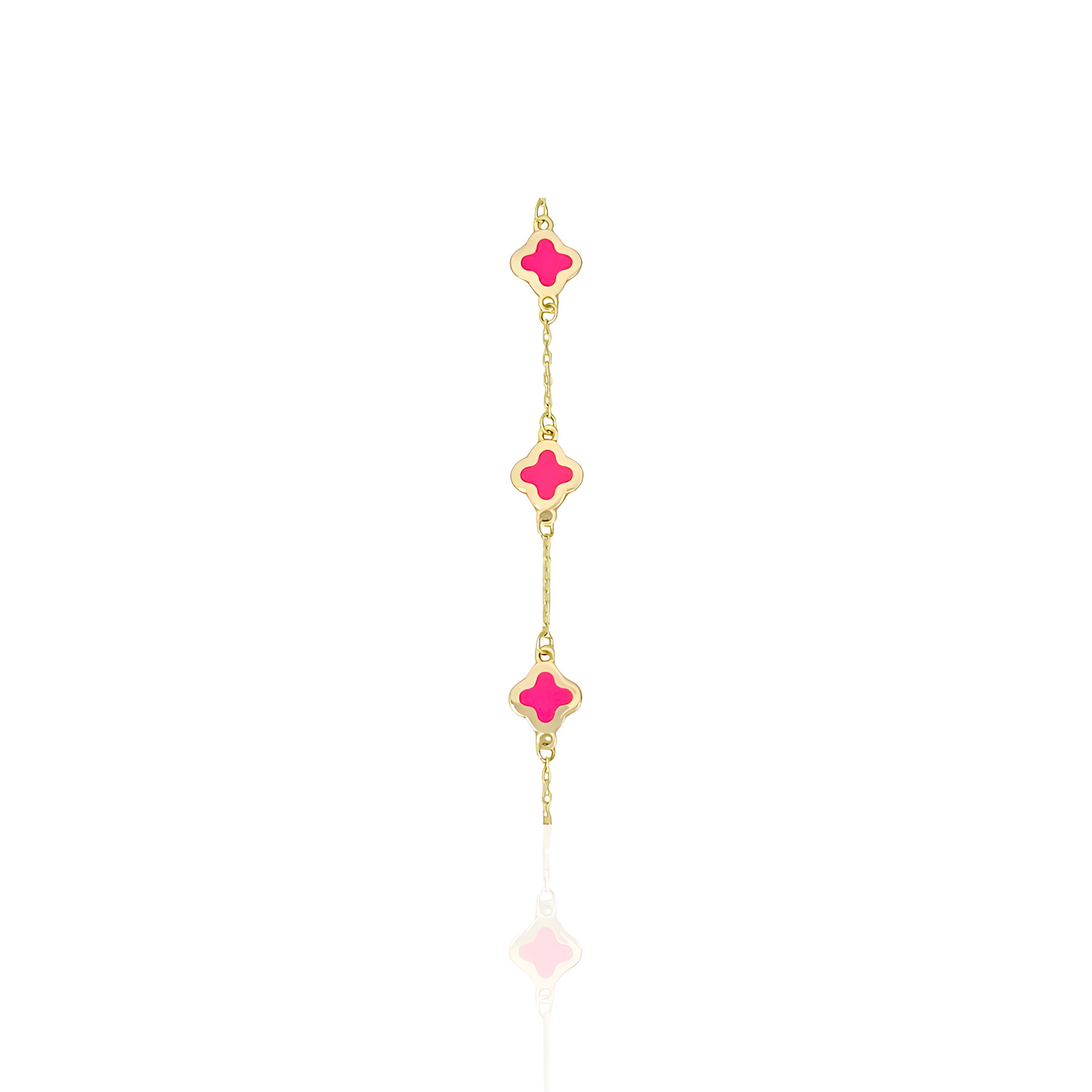14K Gold Enamel Flower Bracelet