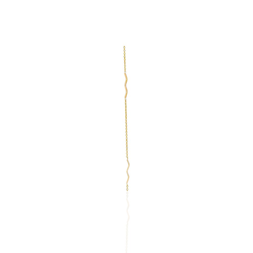 14K Gold Flat Wave Shaped Necklace