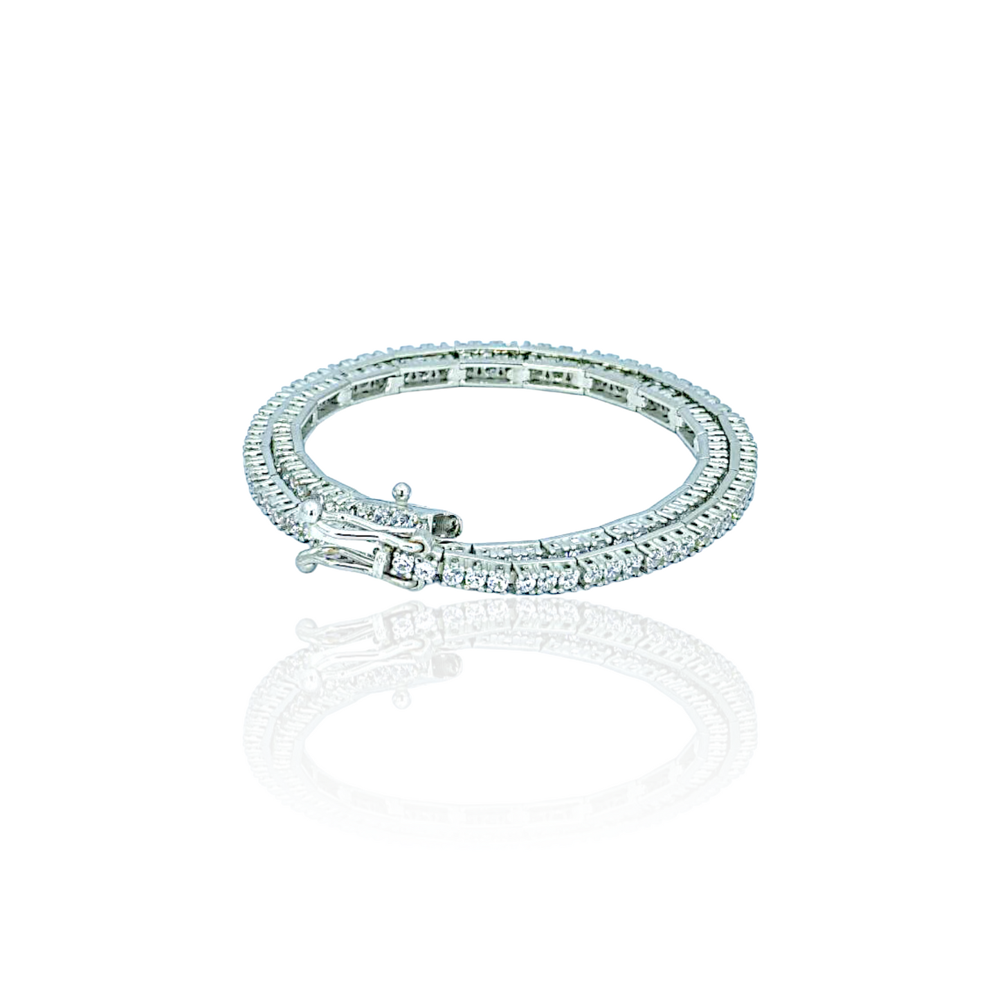 14K White Gold Classic Tennis Bracelet with Cubic Zirconia
