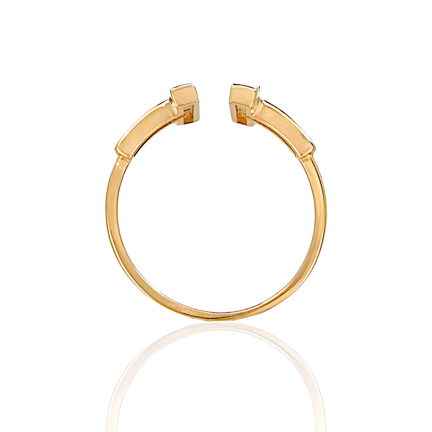 14K Two Tone Gold Double T Ring with Topazes