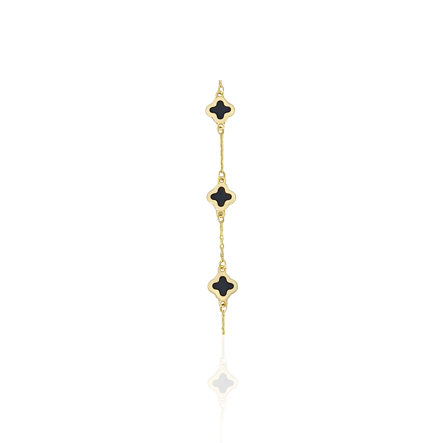 14K Gold Enamel Flower Bracelet