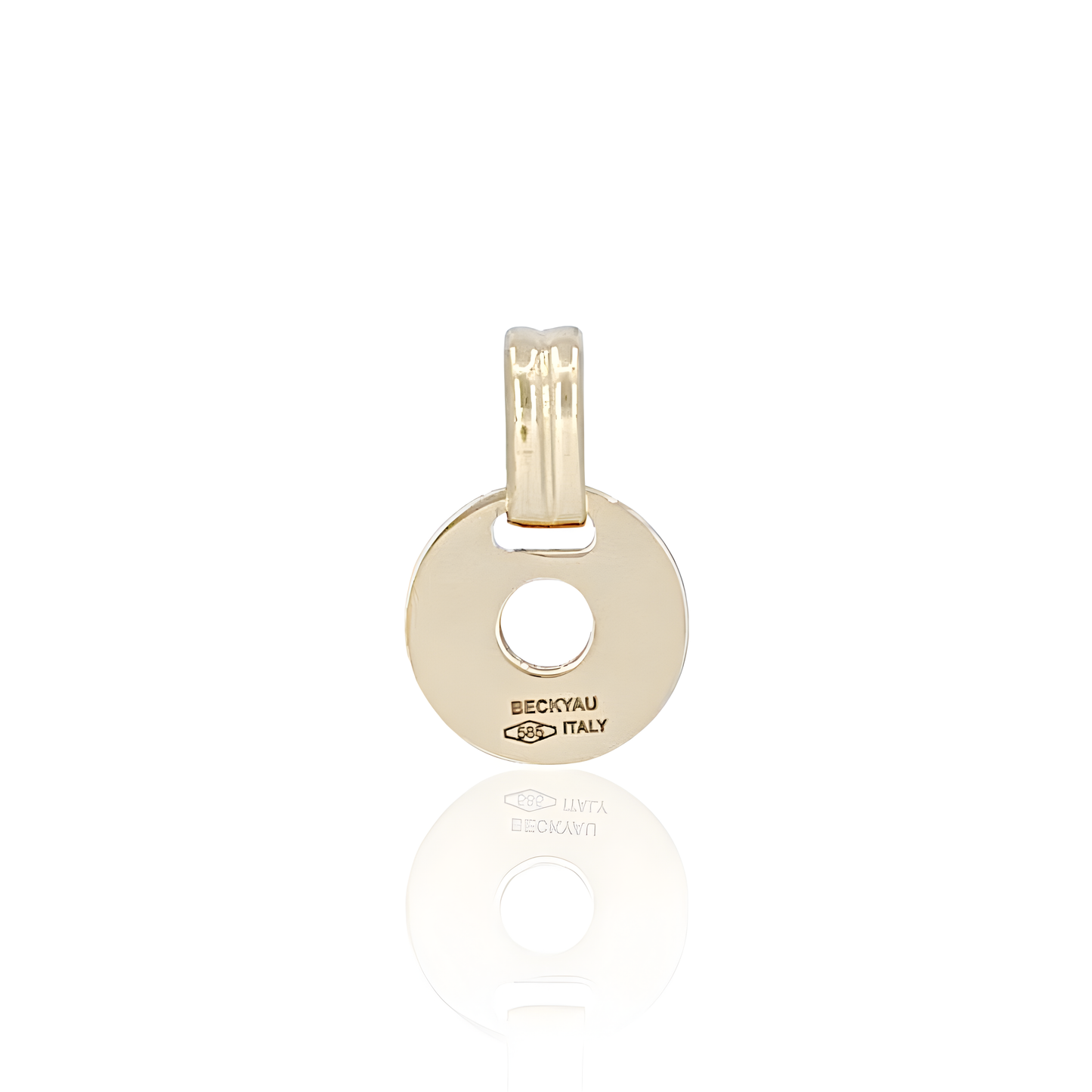 14K Gold Disco Round Pendant