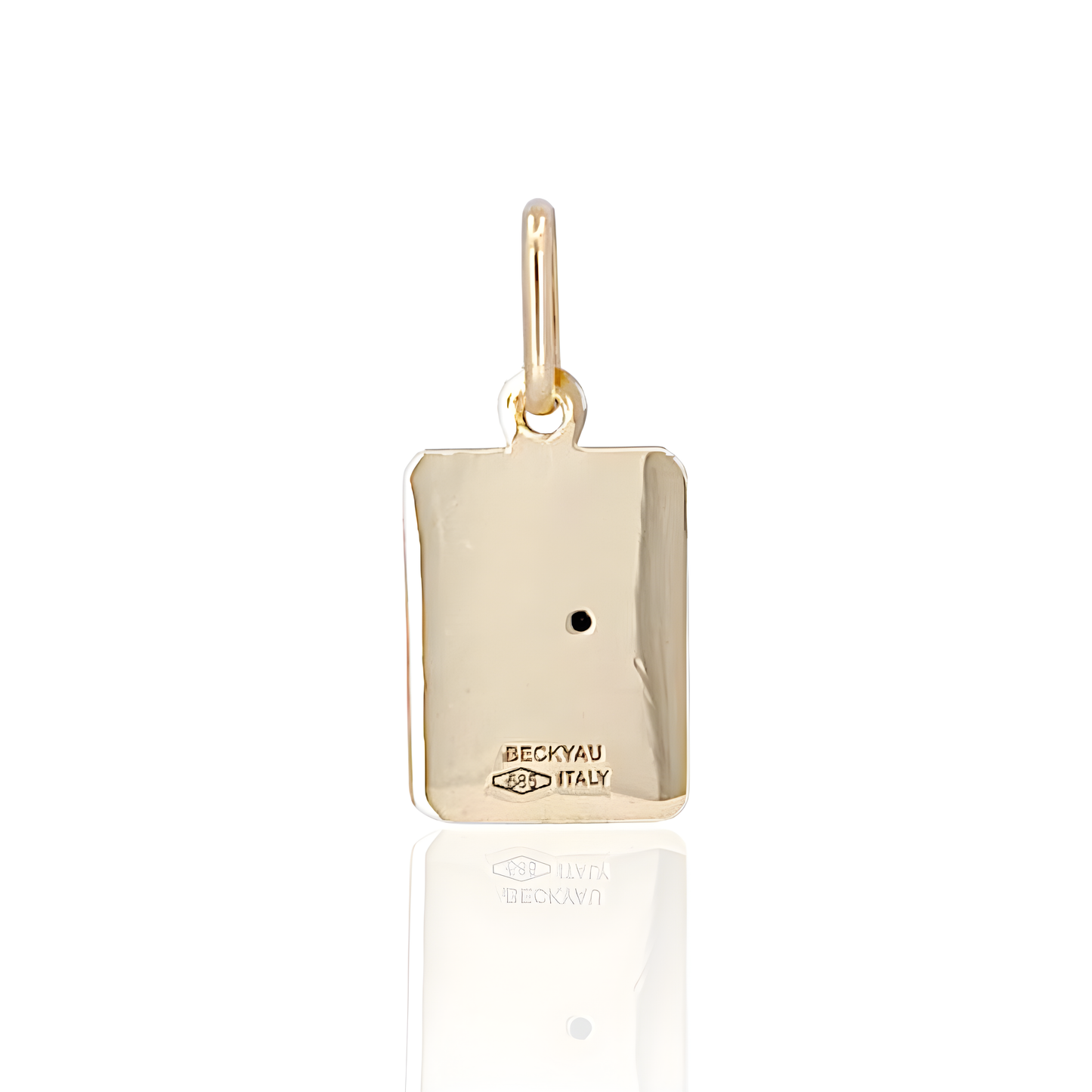 14K Gold Rectangle Charm Pendant with Sunbeams