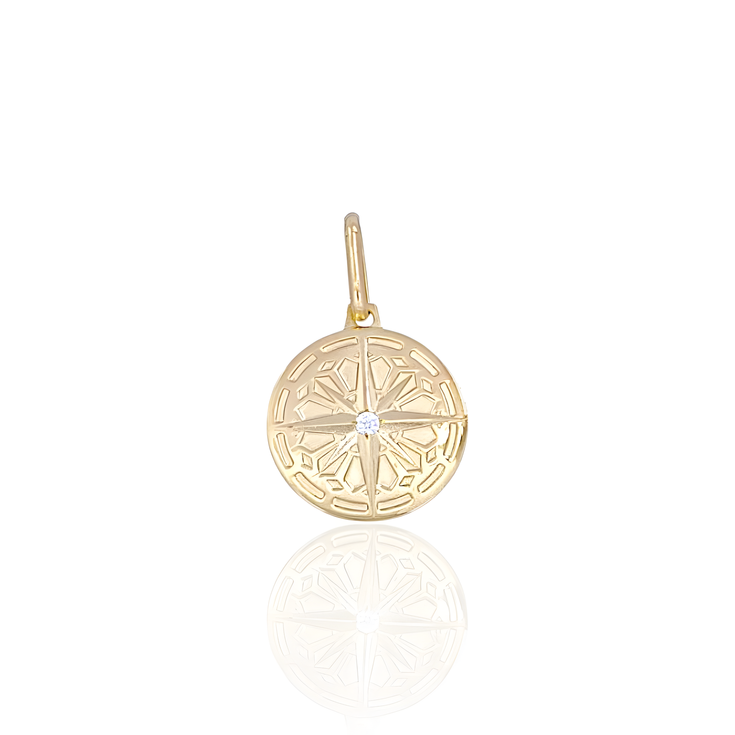 14K Gold North Star Charm Pendant