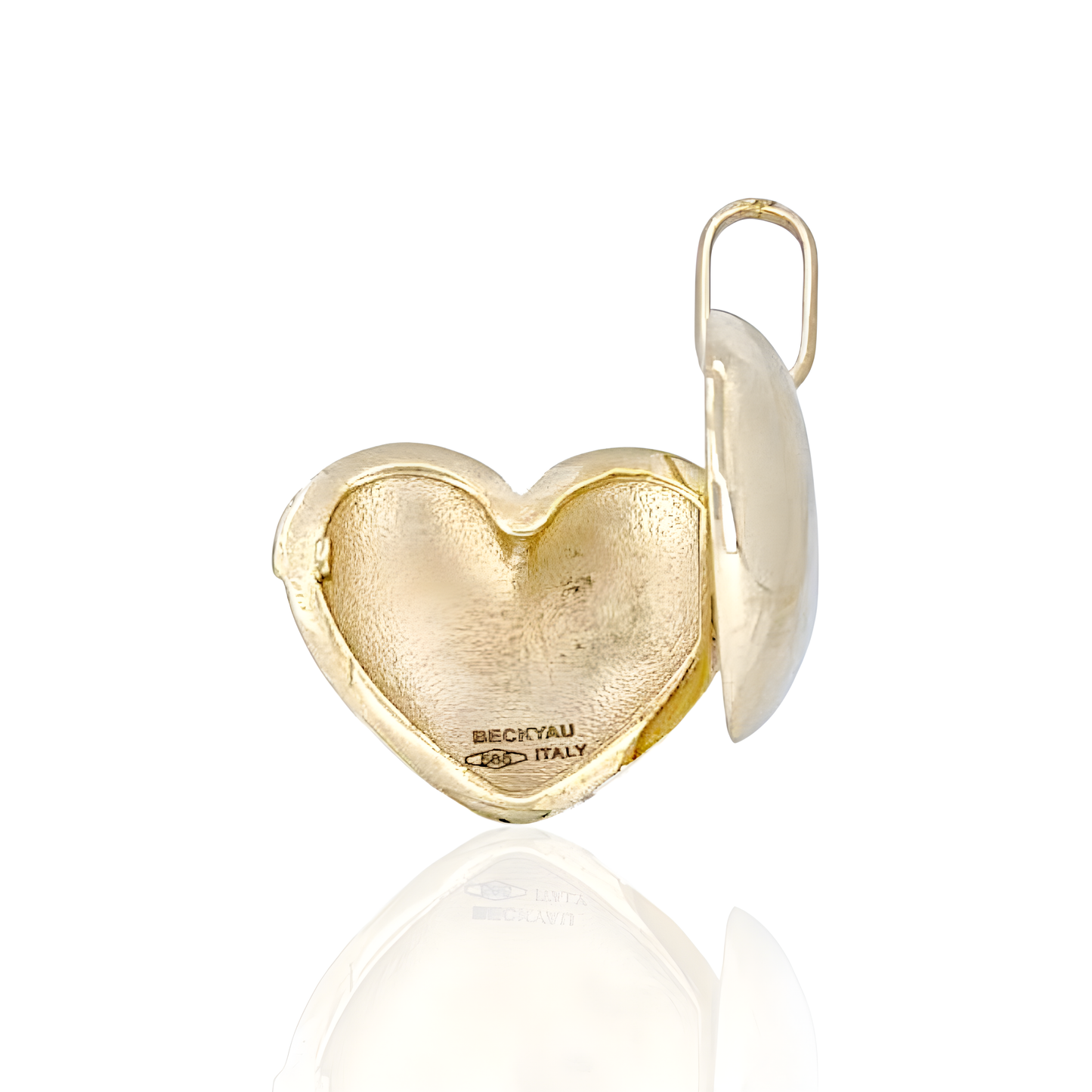 14K Gold Heart Locket Charm Pendant