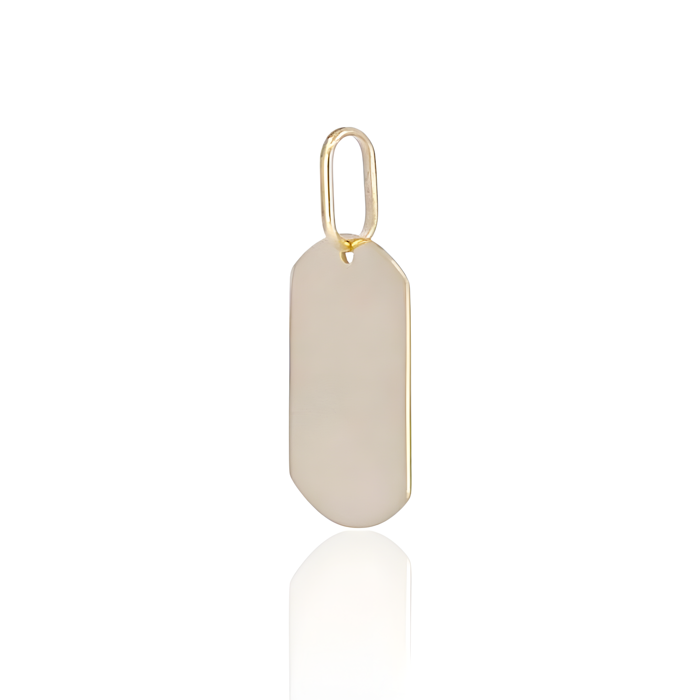14K Gold Rectangle Plain Charm Pendant