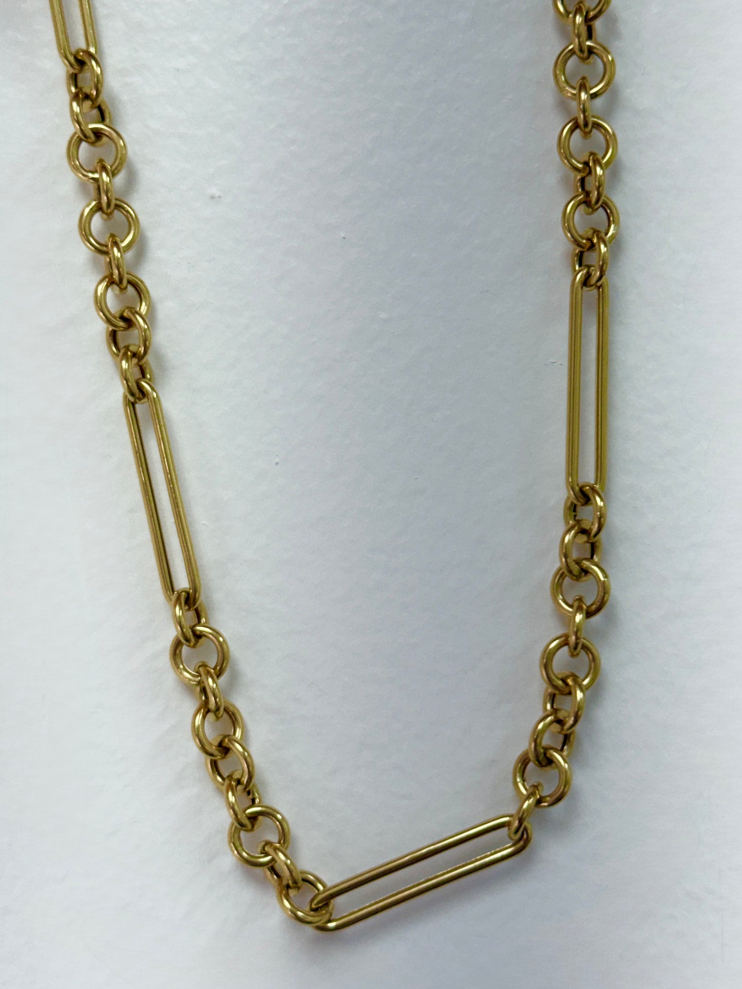 14K Yellow Solid Gold Long Linked Chain