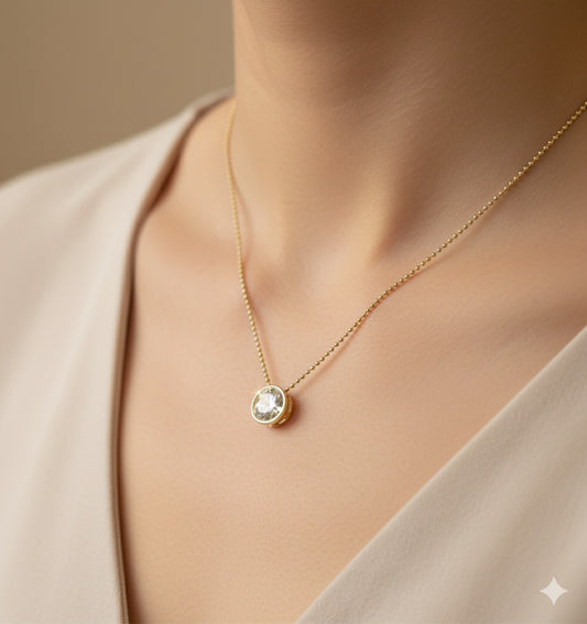 14k Gold Lab Grown Diamond 1.5ct Necklace with Oval Shape Pendant
