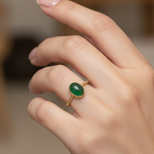 18K Solid Gold Birthstone Candy Ring with Natural Gem Stones