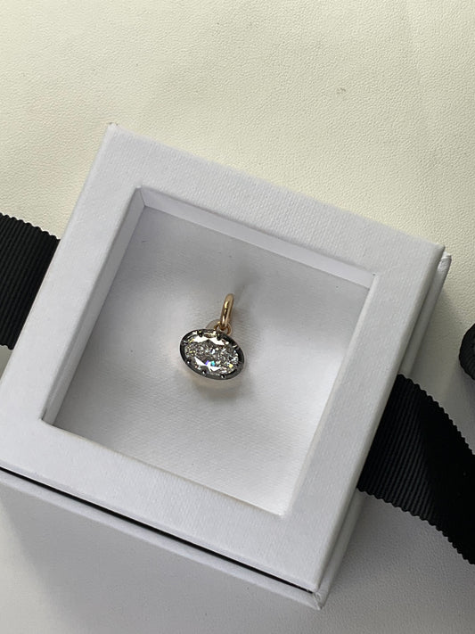 14K Gold Lab Grown Diamond 3.00CT Oval Shape Pendant in Georgia Setting