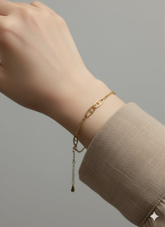 14K Gold Accented Oval Paper Clip Bracelet