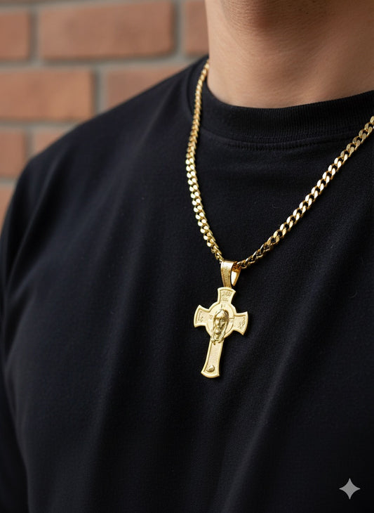 14K Gold Jesus Crucifix Cross Pendant