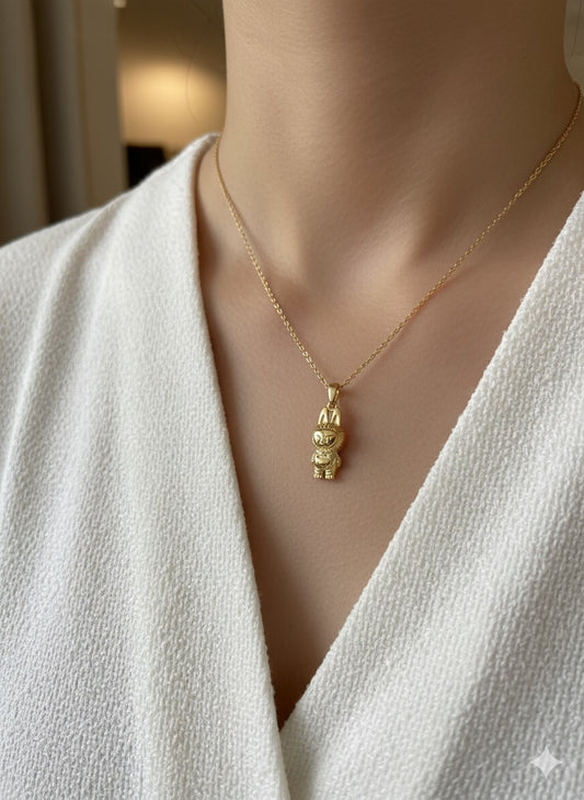 14KY Solid Gold Labubu Pendant