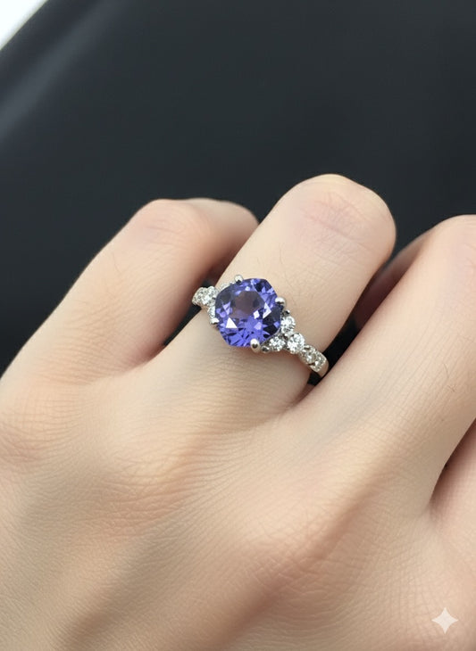 18KW Gold 2.00ct Tanzanite and Diamonds Ring
