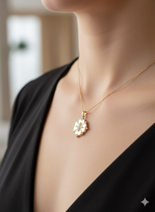 14k Solid Gold Mother Pearl Pendant