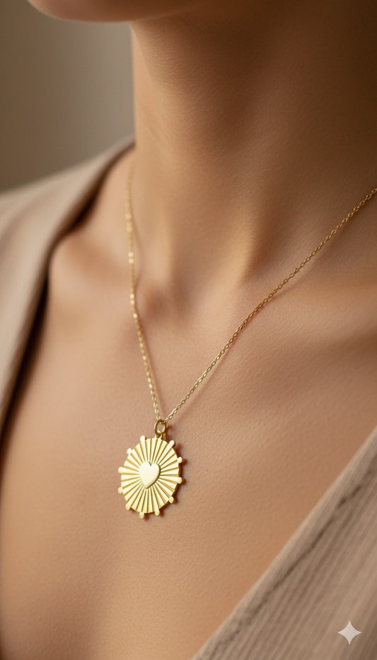 14K Gold Luminoso Heart Disc Necklace