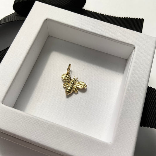 18K Gold Bee Charm Pendant