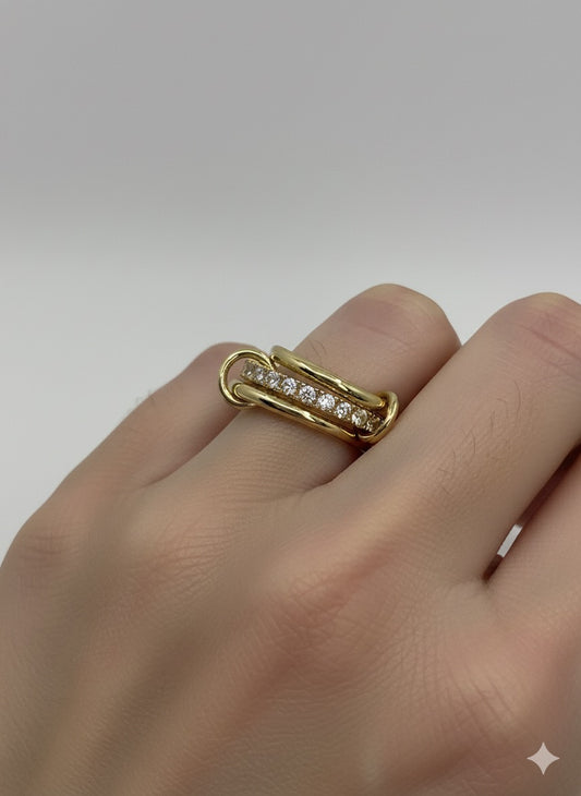 14ky 3 Solid Endless Ring with white topaz eternity band