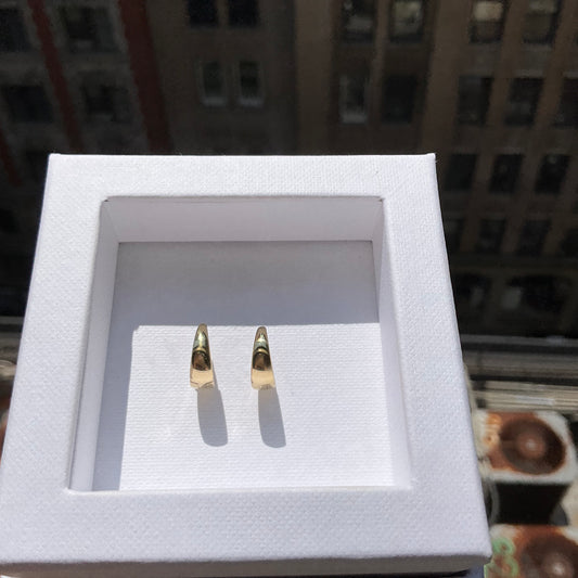 18K Solid Gold V-shaped Huggie Hoop Earrings