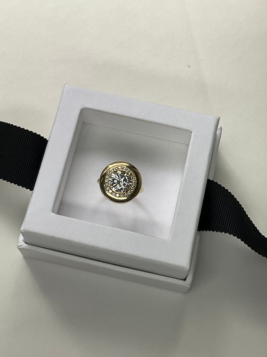 14KY Gold 3.20CT Round Lab Diamond Sun Ring