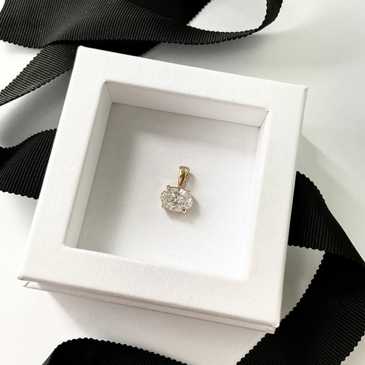 14K Gold Lab Diamond 2.03ct Oval Shape Charm Pendant