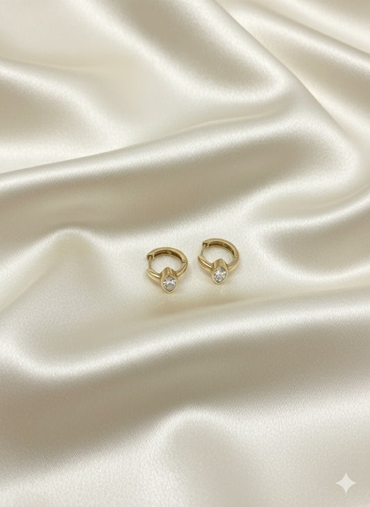 14K 1.00Ct Lab Grown Marquise Cut Diamond Huggie Earrings