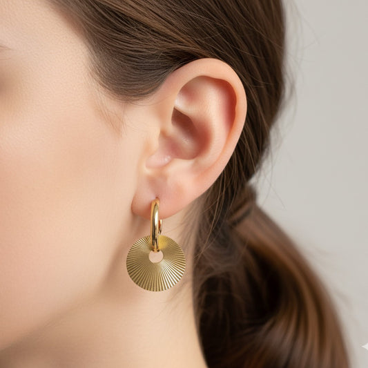 14K Solid Gold Sunburst Post Earrings