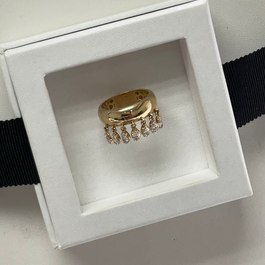 14KY Gold Marquise Cut 1.00 Ctw Lab Diamond Ice Drop Ring