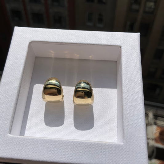 18K Puffy Shaped Huggie Hoop Earrings