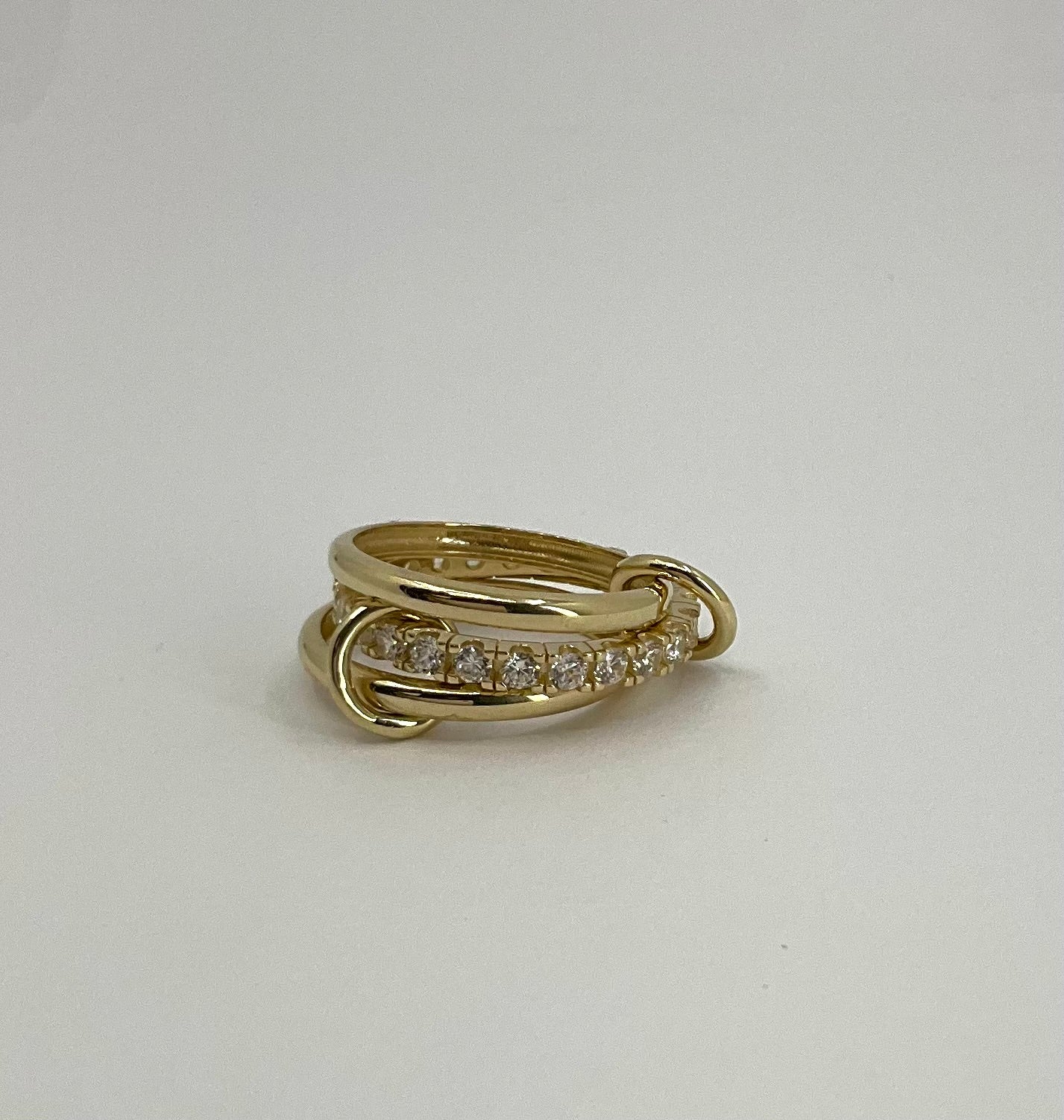 14ky 3 Solid Endless Ring with white topaz eternity band