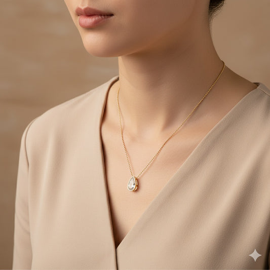 14k Gold Lab Grown Diamond 1.50 Ct Necklace with Pear Shape Pendant