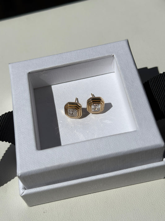 14K  Asher Cut 1.45Ct Lab Grown Diamond Studs Earrings