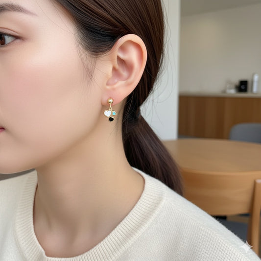 14K Solid Gold Enamel Earrings