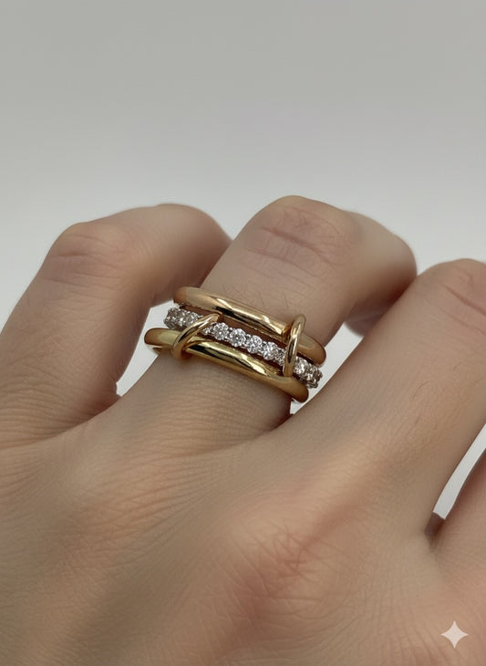 14k YWR 3 Solid Endless Ring with Lab Grown Diamonds Eternity Band