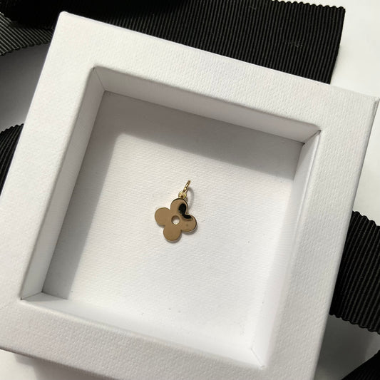 18K Solid Gold Flower Charm Pendant