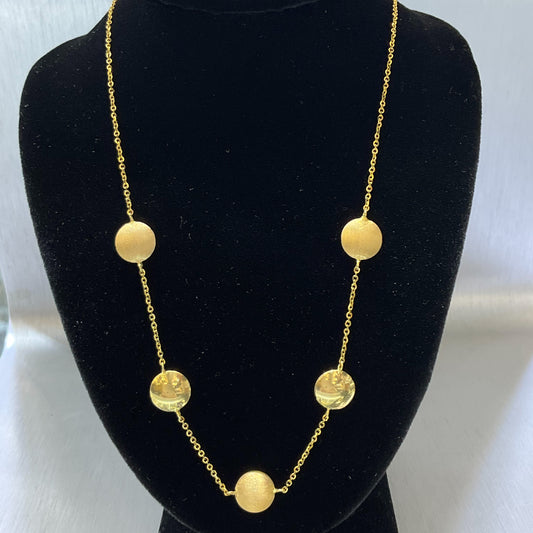 14K Gold Polished and Satin Pebble Necklace