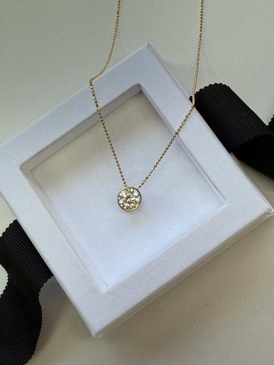 14k Gold Lab Grown Brilliant Cut Diamond 1.50 Ct Necklace with Pear Shape Pendant