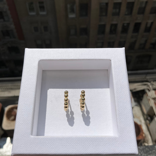 18K Solid Gold Huggie Bubble Hoop Earrings