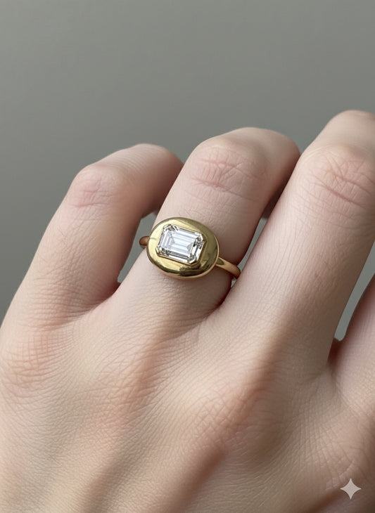 14KY Gold 3.00ct  Lab Diamond  Bean Ring
