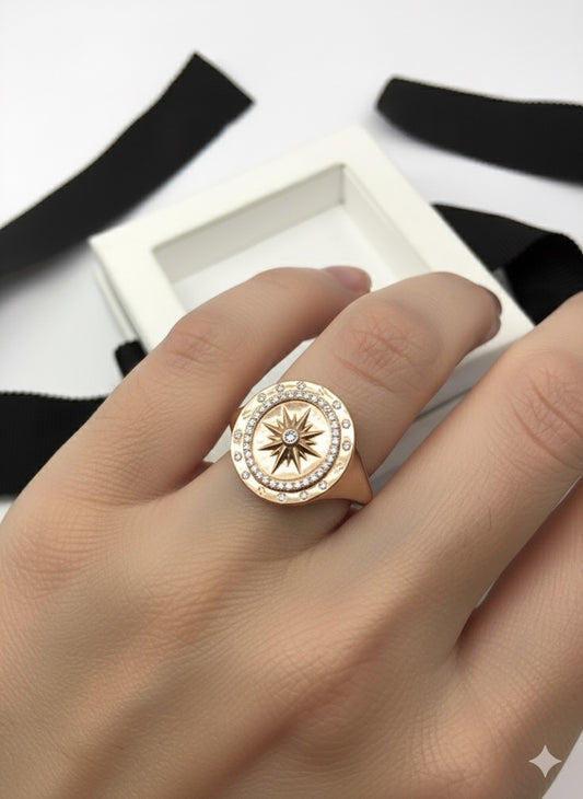 14KR Compass Diamond Ring