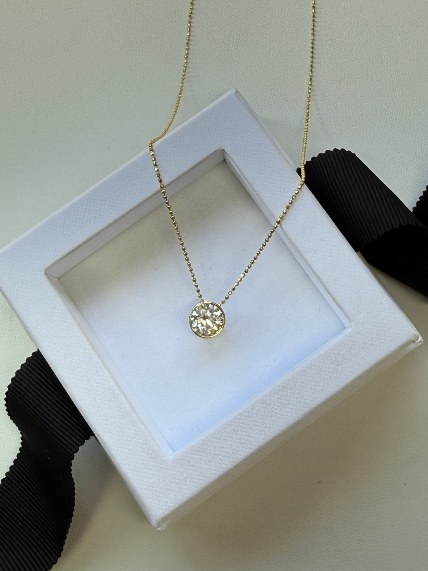 14k Gold Lab Grown Brilliant Cut Diamond 1.50 Ct Necklace with Pear Shape Pendant