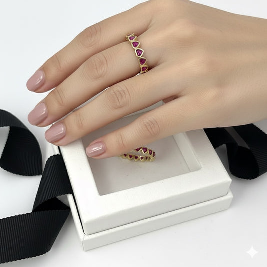 14k Solid Gold Eternity Heart Band