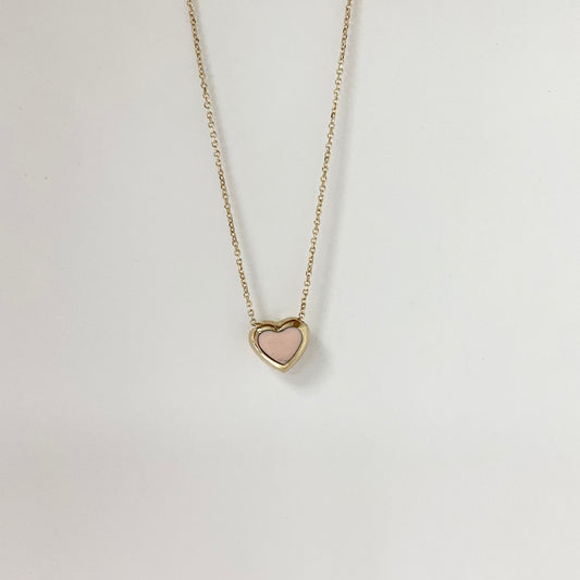 14K Gold Necklace with Pink Enamel Pendant on 18 inches chain