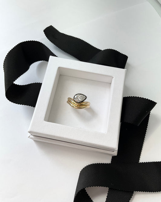 14KY Gold Lab Grown Diamond 1.45ct Pear Shape Ring with Black Rhodium