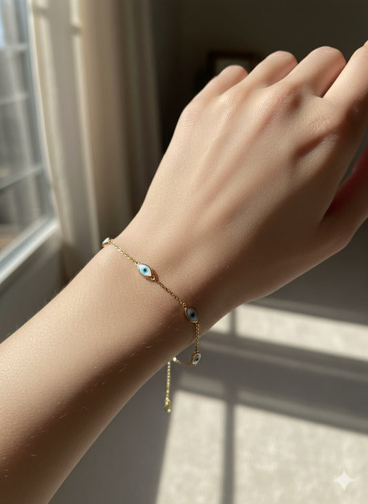 14K Gold Evil Eye Bracelet