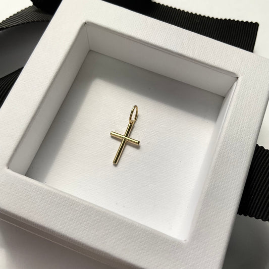 18K Gold Mini Cross Charm Pendant